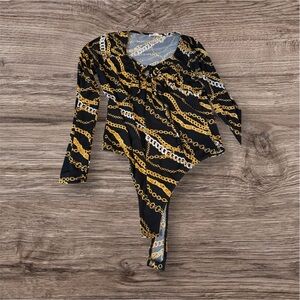 Stylish Black and Gold Women's Bodysuit